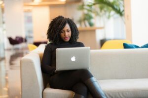 Girl working on laptop