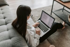 Girl working on laptop