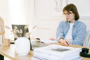 Girl working on laptop