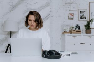 Girl working on laptop