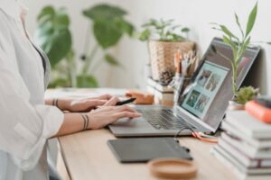 Girl working on laptop